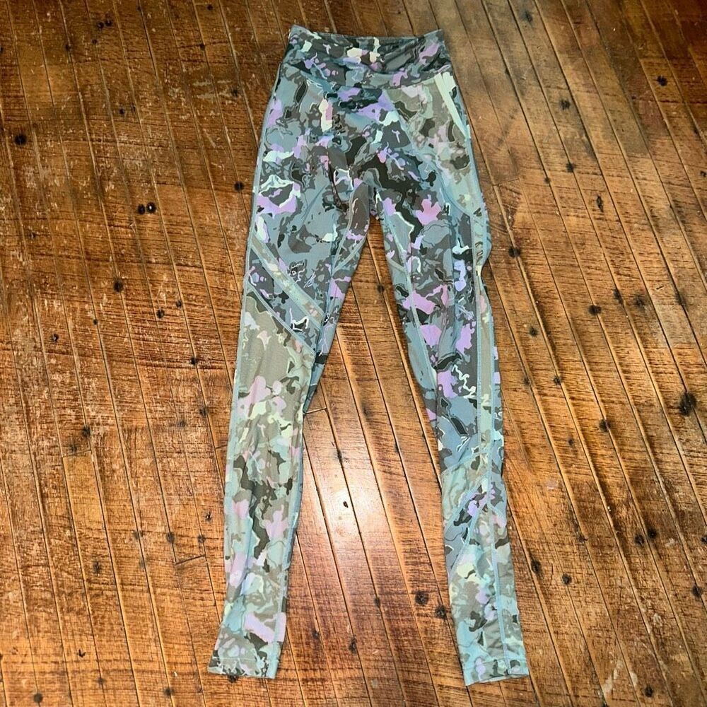 Gymnshark green marbeled high impact S workout athletic leggings